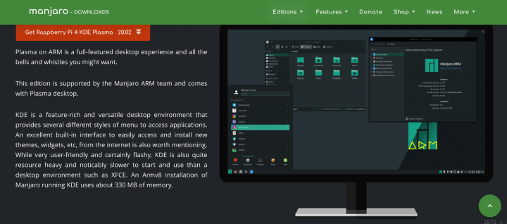 manjaro kde for raspberrypi